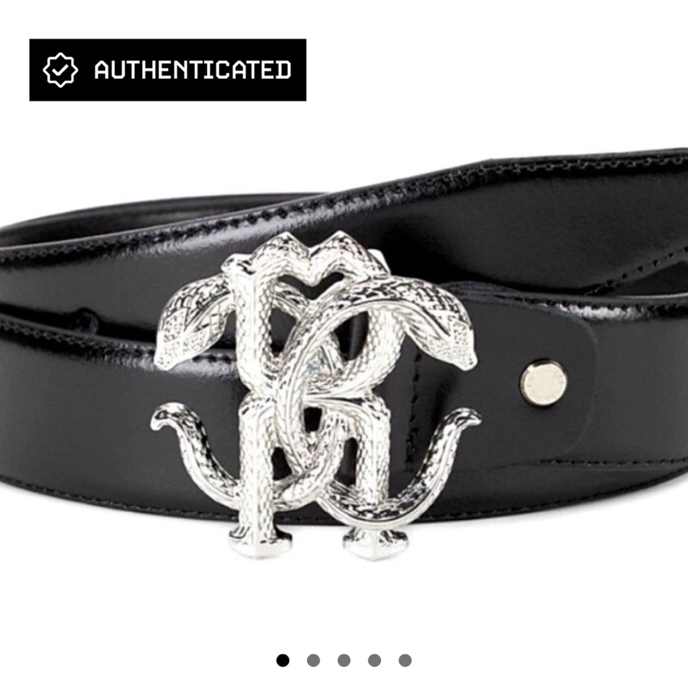 🔥 RARE Roberto Cavalli Snake Buckle Belt | Black Leather | Gothic Luxury 🔥
